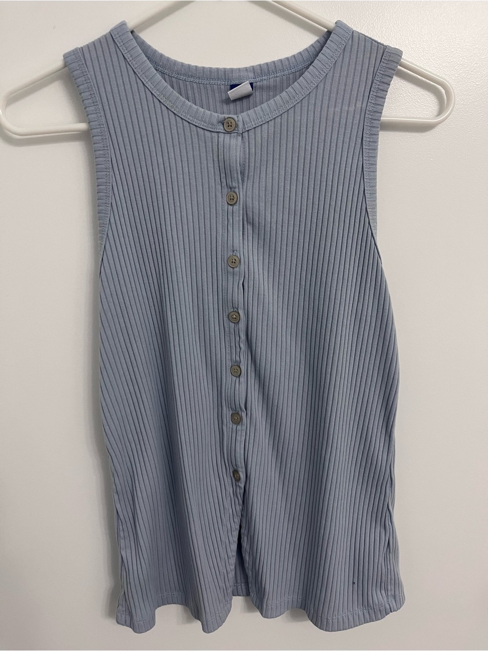 Old Navy Light Blue Ribbed Button-Front Tank